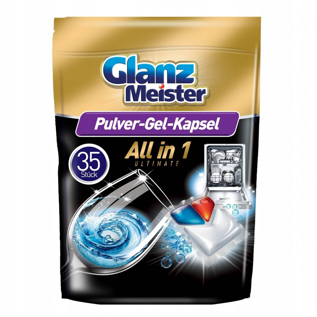 Glanz Meister Pulver-Gel-Kapsel Ultimate All in 1 - kapsule do umývačky riadu 35ks/bal