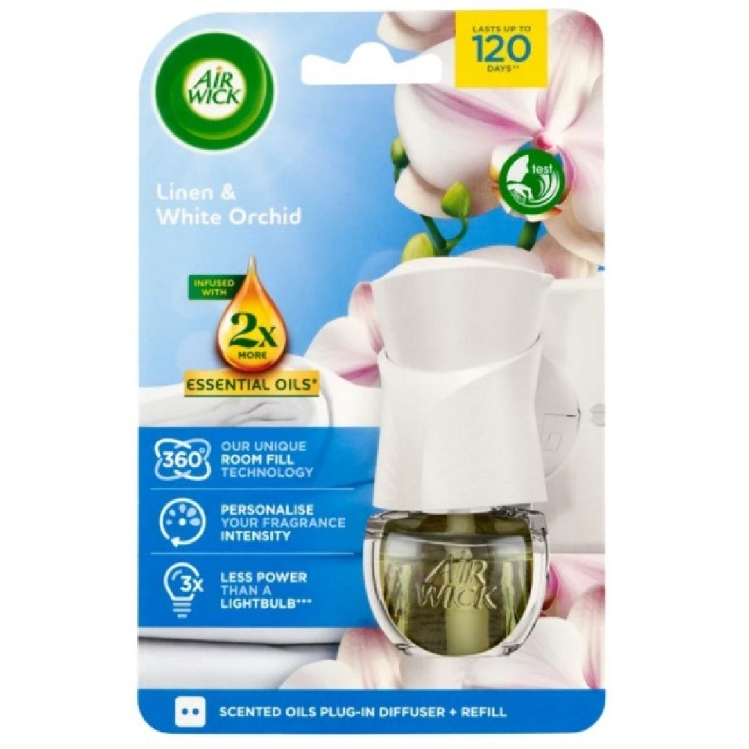 Air Wick Linen & White Orchid - el. osviežovač (strojček + náplň) 19ml