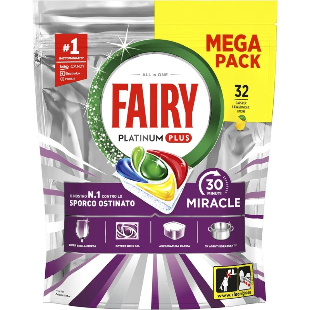 Fairy Platinum Plus Miracle Lemon - kapsule do umývačky 32ks/bal